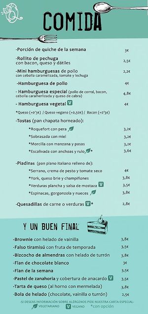 Menu page 1 at Quitapesares Bar in Villena