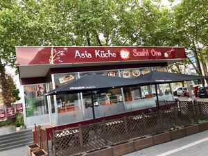 outside with tables / outside searing on back of restaurant at Asia Hung-Anh in Solingen