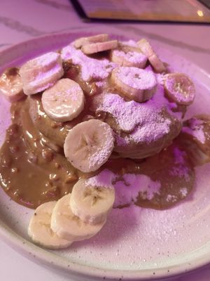 Peanut butter and banana pancakes   at KAI in Leicester