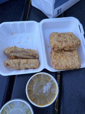 Vegan sausages for 2 and Vegan fish steak for 2  at Brockley's Rock in South East London