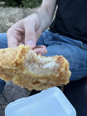 Inside the vegan fish steak  at Brockley's Rock in South East London