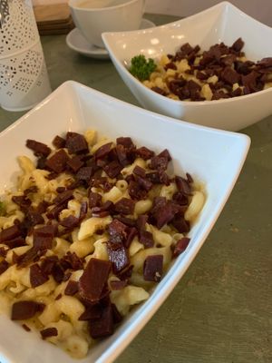 Mac n cheeze with facon  at Wellbeing Lounge in Keighley