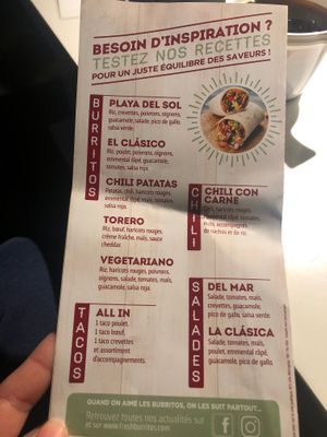 Menu at Fresh Burritos in Reims