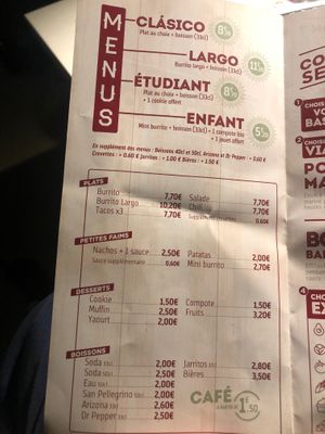 Menu at Fresh Burritos in Reims