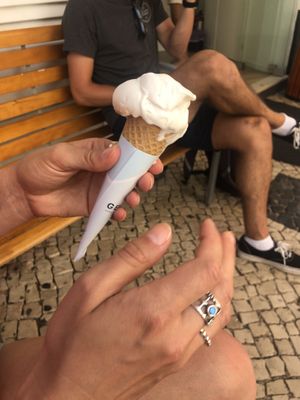 Vegan 🌱 cone with Coconut rice milk ice cream   at Gelateria Crema di Gelato in Lagos