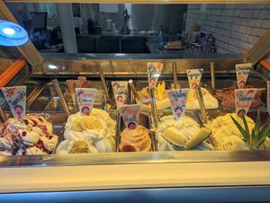 Fruity sorbets and soy chocolate ice cream at Gelateria Crema di Gelato in Lagos