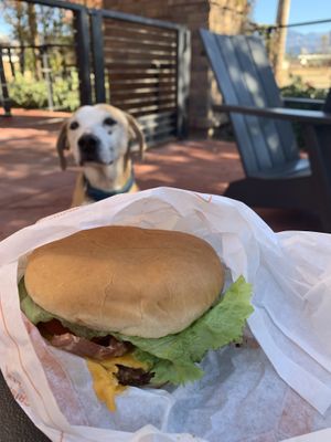 Faux bacon cheeseburger  at Plant Power Fast Food in Redlands