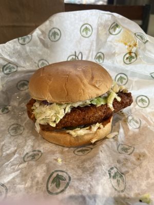 Nashville Hot Chicken Sandwichh  at Plant Power Fast Food in Redlands