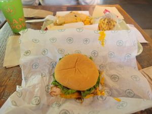 The iconic and normal fries and western burger at Plant Power Fast Food in Redlands