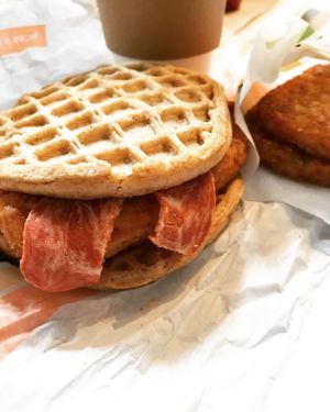 Chick’n Waffle Sandwich at Plant Power Fast Food in Redlands