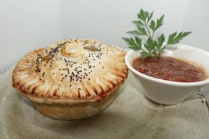 Vegan pies at Flower Power Soul Food in Melton
