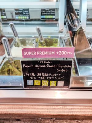 The chocolate flavor vegan ice cream at Premarché Gelateria in Tokyo