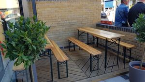Outside seating at VBelly in South West London