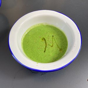 Spinach soup with peas (amazing!) at Umami Good Food in Tenerife