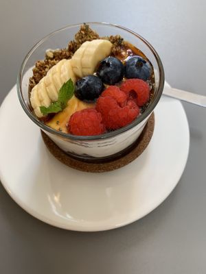 Soy yoghurt with granola and fruits at Umami Good Food in Tenerife