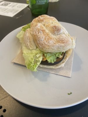 Sandwich with aubergine and smoked vegan cheese at Umami Good Food in Tenerife
