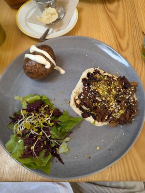 Mushroom Shawarma lived up to umami name but odd to gave potato instead of pitta at Umami Good Food in Tenerife