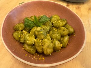 GREEN PESTO GNOCCHI WITH PARMESAN VEGGIE at Umami Good Food in Tenerife