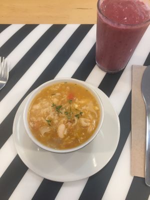 Tomato and bean soup at Umami Good Food in Tenerife
