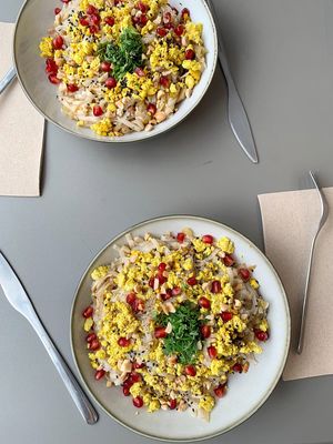 Pad Thai con huevos veganos y salsa tamarindo  at Umami Good Food in Tenerife