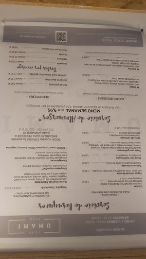 Carta de desayunos y almuerzos. Los quiero probar todos!! at Umami Good Food in Tenerife