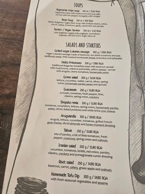 Menu at SunMoon - Solunska in Sofia