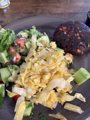 Vegan Steak burger and sauerkraut   at SunMoon - Solunska in Sofia