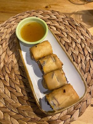 Vegan vegetable spring rolls!😍  at Kahuna in Newquay
