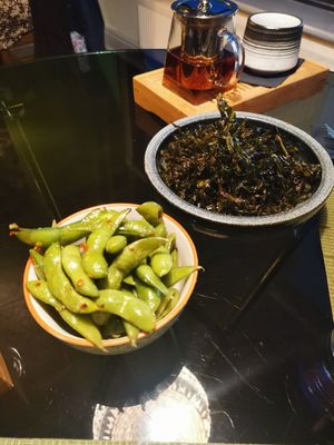 Edamame and sea weed at Kahuna in Newquay