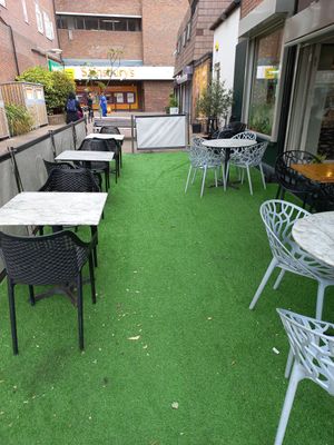 Outside seating at Eatwell in Beckenham
