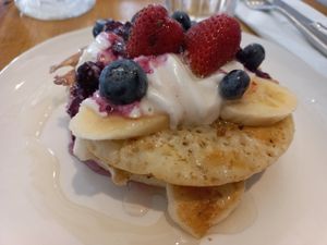 Coconut pancakes at Eatwell in Beckenham