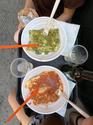 pesto and tofu lasagna & bolognese lasagna   at Il Discovolo in Manarola