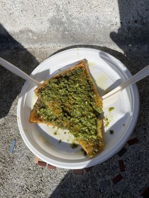 Farinata with pesto   at Il Discovolo in Manarola