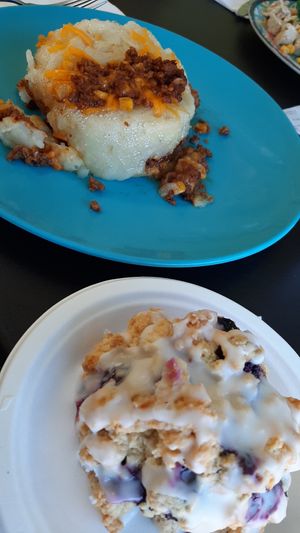 Shepherds pie and blueberry scone at Apron Strings in Ocean Springs