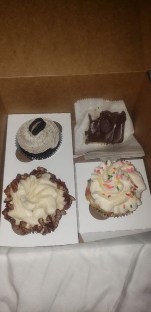 The maple pecan cupcake and cookie dough treat were amazing. at Apron Strings in Ocean Springs