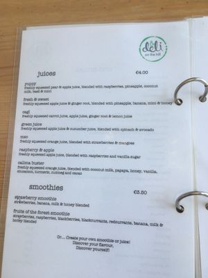 Menu at deli on the hill in Tenerife