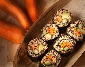 Vegan quinoa sushi at kastami'S in Vigo