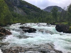 River next to hotel at Mjølfjell UH in Voss
