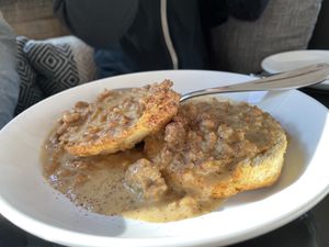 Biscuits and country gravy at Sage and Cinder in Mukilteo