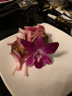 “Crab” cakes with pickled onions at Sage and Cinder in Mukilteo