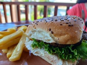Falafel burguer at Shawarma Hot in Puerto Villamil