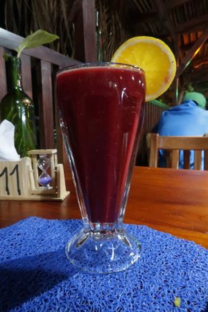 Batido with beetroot at Shawarma Hot in Puerto Villamil