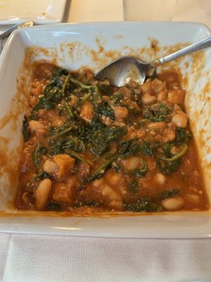 Greens and beans with tofu (oops - partially eaten before photo was taken!)  at Sara's Place By Gavi's Restaurant in Gates Mills