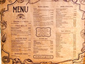 Menu at La Casa Organica in Santiago
