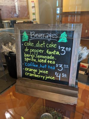 Drinks at Annie Creek Restaurant and Gift Shop in Crater Lake Hwy