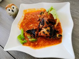 Vegetarian Fish with Egg Chili at Yuan Xiang Vegetarian Food 圆香素食 - Tampines in East Singapore