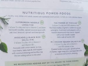 part of menu - vegan options labelled  at All Bar One - Leicester Square in London