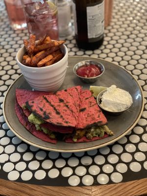 Vegan quesadilla and sweet potato fries - All Bar One, Edinburgh Airport  at EDI - All Bar One in Edinburgh