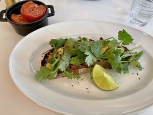 Avocado toast and roasted tomatoes  at Bills in Fukuoka