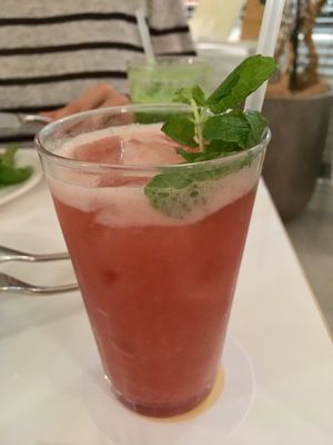 Pomegranate rhubarb homemade soda at Bills in Fukuoka